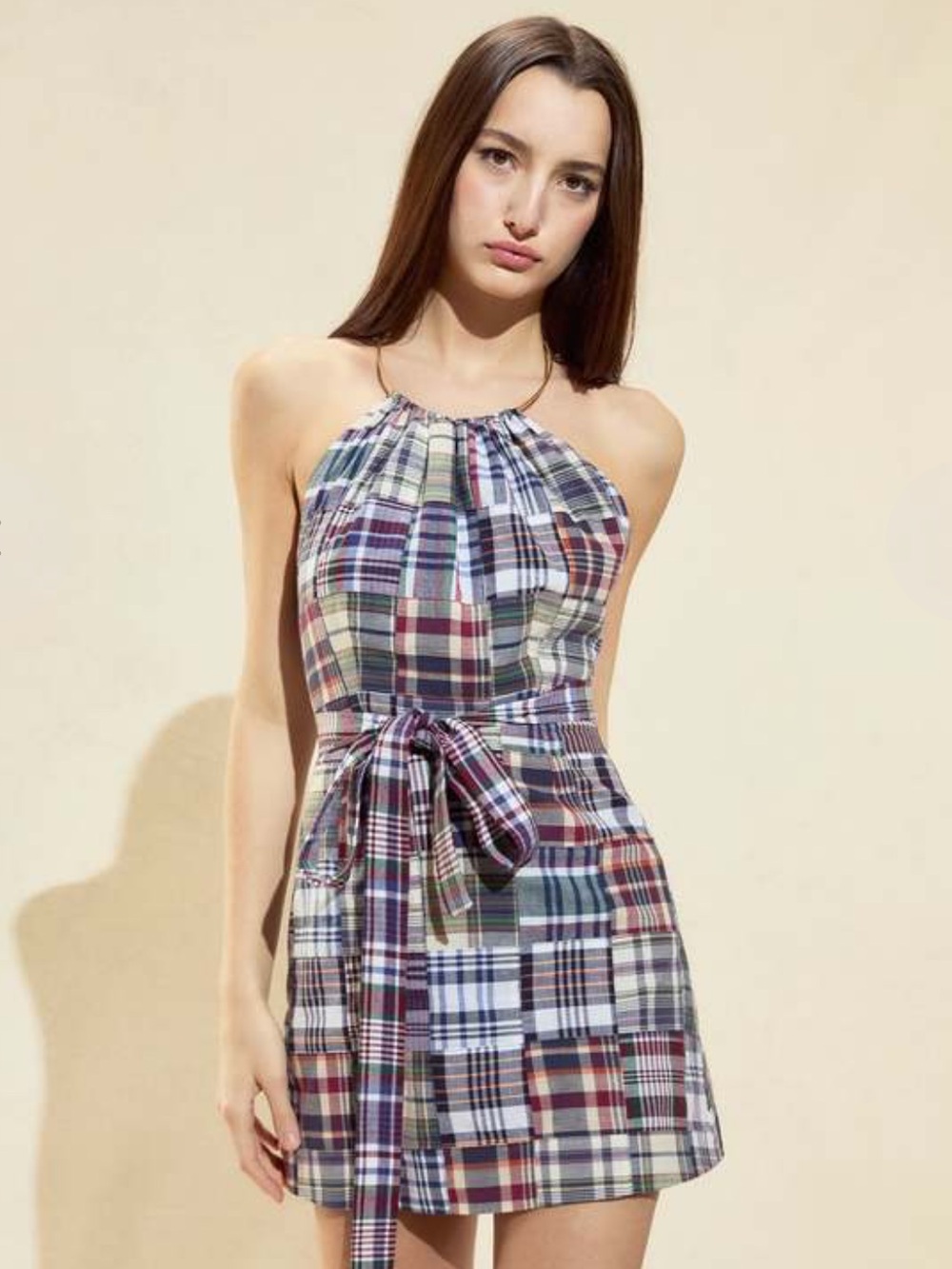 Cynthia Rowley Marisol Madras mini halter dress